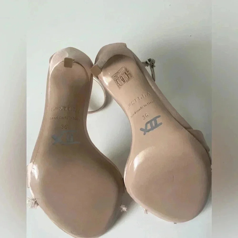 Le Silla Handmade Silk Nude Heels Size 6 NWOT - Picture 8 of 12